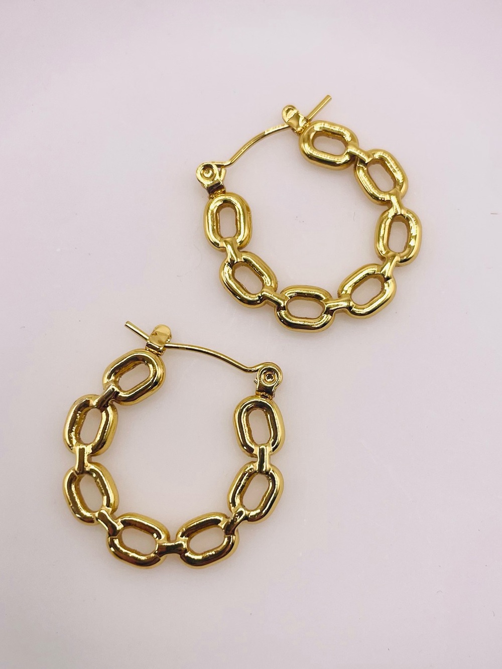 Gold Chain Link Hoop Earrings